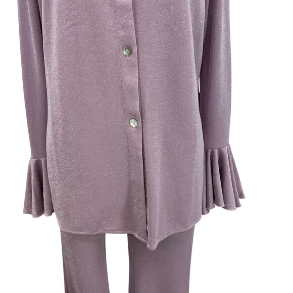Sleeper The Cosmos Set Lurex Lounge Shirt And Trouser Set Purple Size Small - Picture 5 of 16